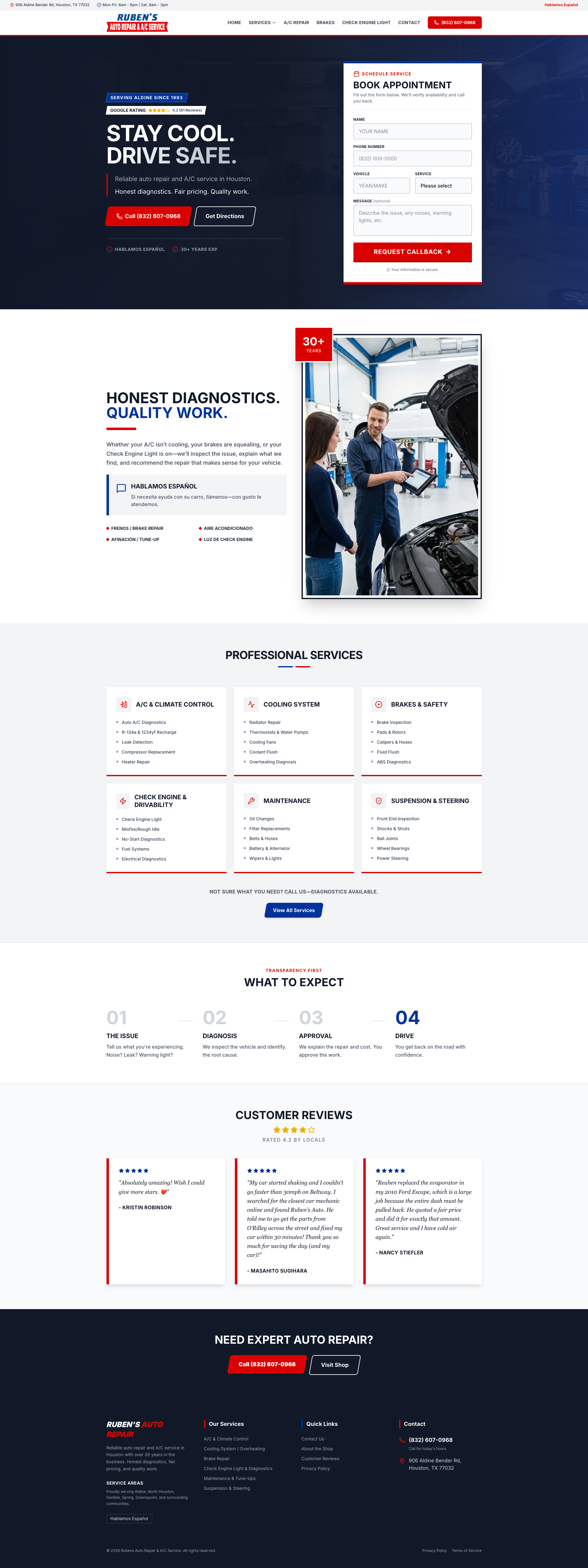 Rubens Auto Repair website screenshot